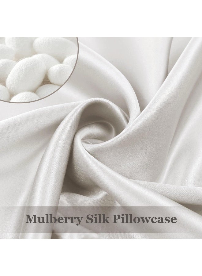 Adubor 100% Silk Pillowcase - Mulberry Silk Pillow Cases, 23 Momme 6A Grade Fibers, Silk Pillow Case for Hair and Skin Health, with Hidden Zipper (Queen 20''x30'', Lvory White, 1PC) - Image 3